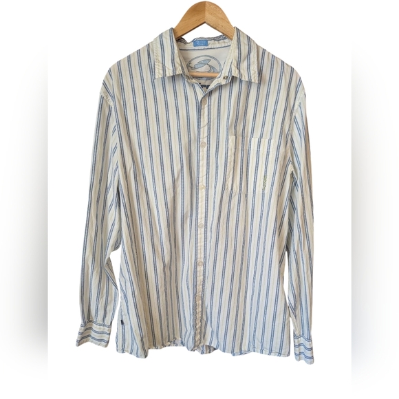 Kirra Other - Kirra Mens Button Down 100% Cotton Striped Surfer Long Sleeve White